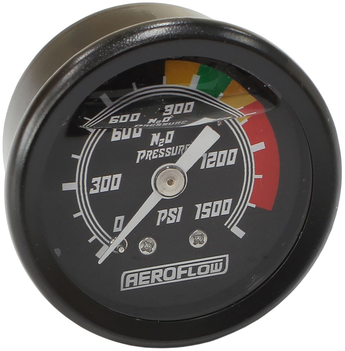 Aeroflow Performance 0-1500 psi, Black Face / White Pointer Aeroflow 1-1/2" Nitrous Pressure Gauge AF30-2215 SR