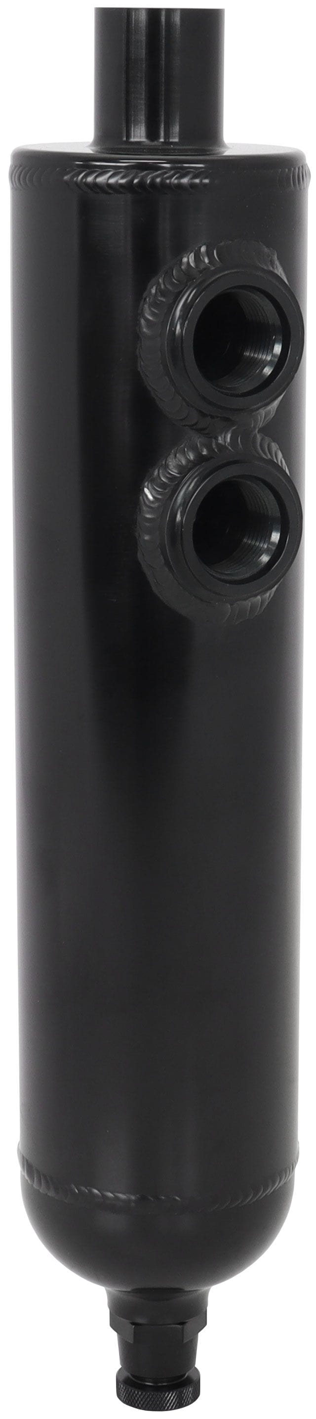 Aeroflow Performance 1.25 L, 16-3/8" H x 3-1/8" Dia., -12 ORB x 2, Black finish Aeroflow Universal Breather Tank AF77-1017BLK SR