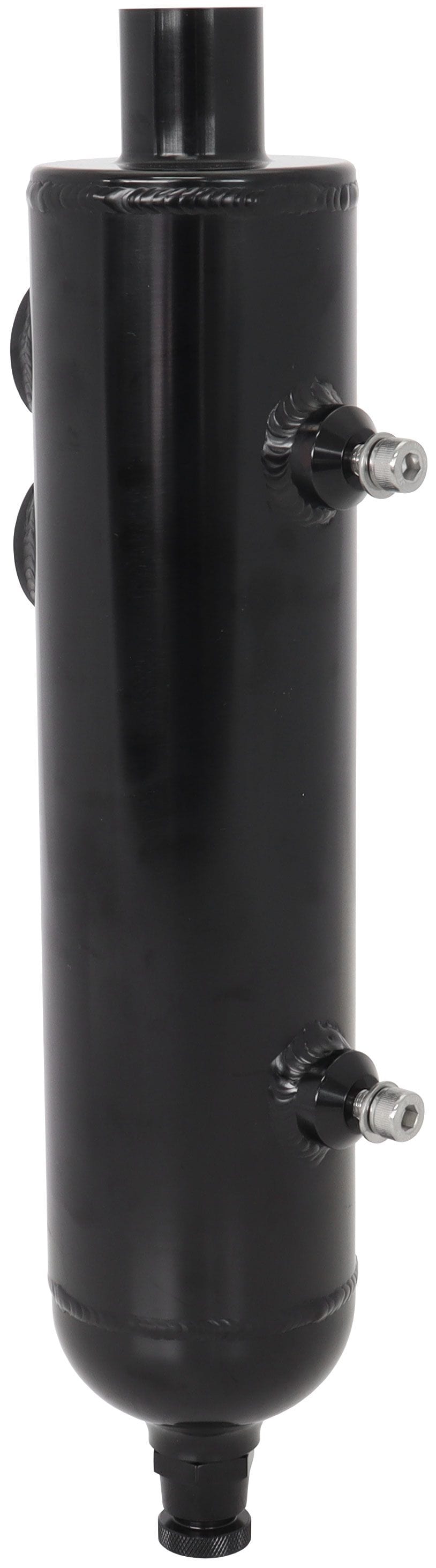 Aeroflow Performance 1.25 L, 16-3/8" H x 3-1/8" Dia., -12 ORB x 2, Black finish Aeroflow Universal Breather Tank AF77-1017BLK SR