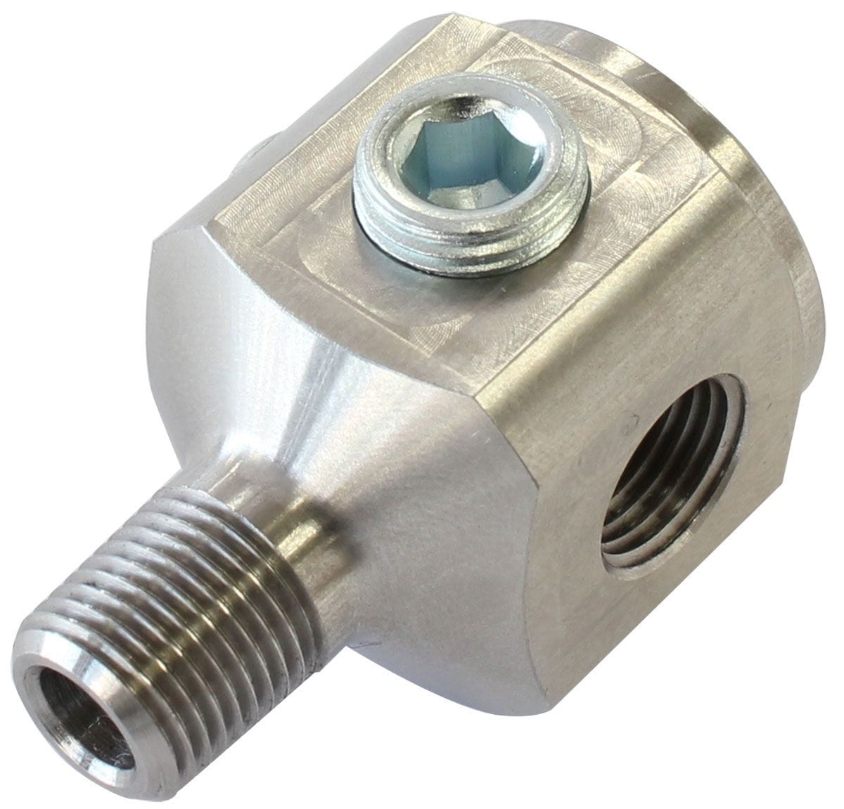 Aeroflow Performance 1 x Male 1/8" NPT with 5 x Female 1/8" NPT Aeroflow NPT To NPT Block Tee Stainless Steel Adapter AF388-01 SR