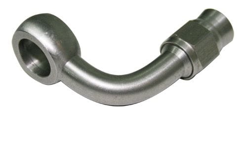 Aeroflow Performance 10mm (3/8") Banjo to -4AN PTFE Hose End Aeroflow Stainless Steel 90° Banjo Fitting AF219-04 SR