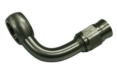 Aeroflow Performance 11.2mm (7/16") Banjo to -3AN PTFE Hose End Aeroflow Stainless Steel 90° Banjo Fitting AF218-03 SR