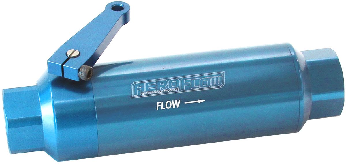 Aeroflow Performance -12 ORB Ports. 5.5" x 2" Aeroflow 60 Micron Pro Filter with Ball Valve - Blue AF66-2051 SR