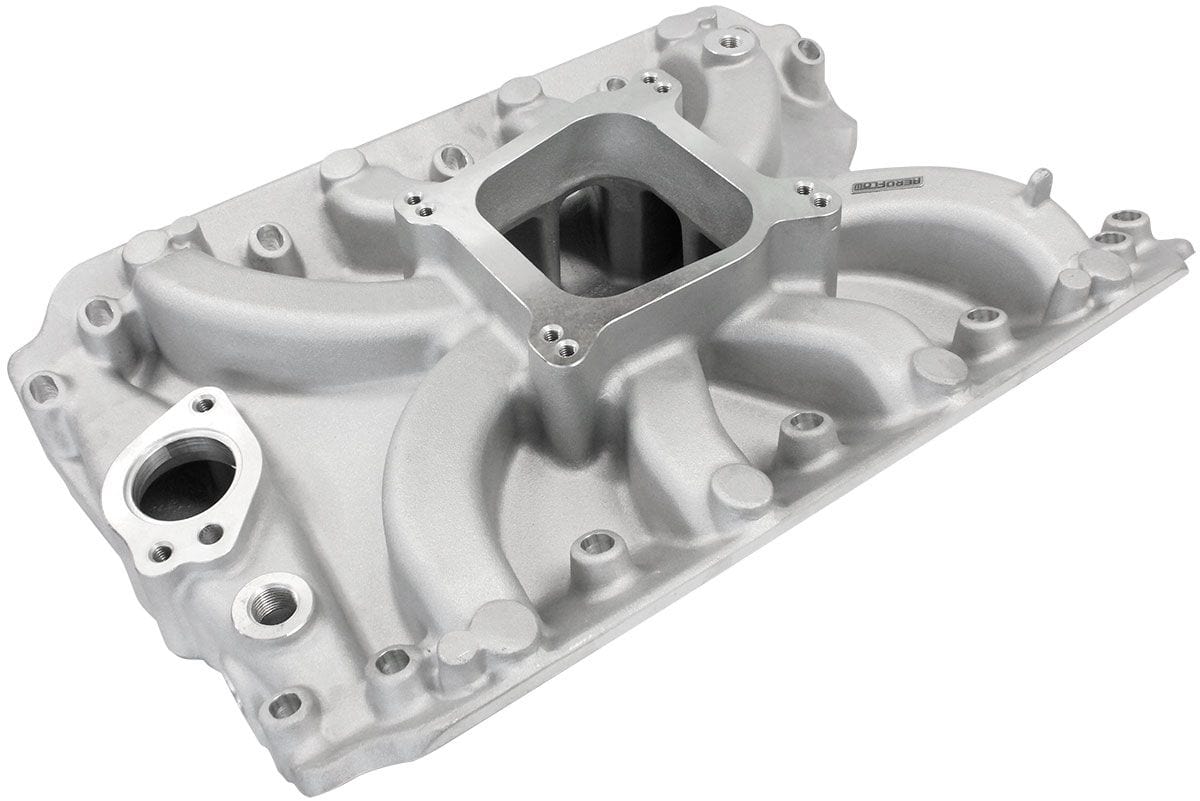 Aeroflow Performance 1500 - 6500 RPM, Square Bore Carburettor Pad, Non-EGR Aeroflow Holden 304 Low-Rise Single Plane Intake Manifold, Natural Cast Finish AF6000-400 SR