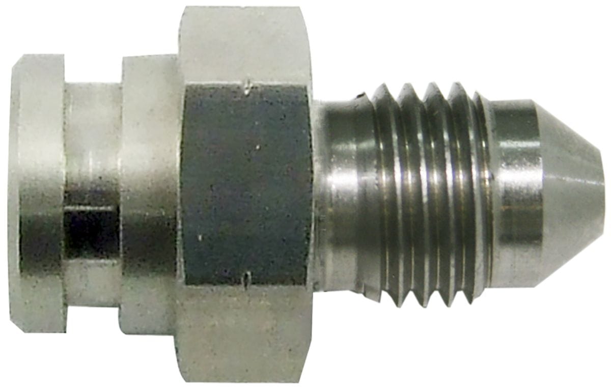 Aeroflow Performance 19mm Hex with Retainer Clip Recess. M10 x 1.0mm Aeroflow Stainless Steel 19mm Female Inverted Flare to Male AN Fitting -3AN AF272-03 SR