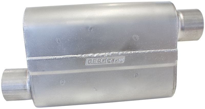 Aeroflow Performance 2-1/2" Inlet, 2-1/2" Outlet, 16 gauge Aluminised Steel, Chambered Aeroflow Aeroflow 5000 Series Mufflers - Offset Inlet/Offset Outlet AF5000-250 SR