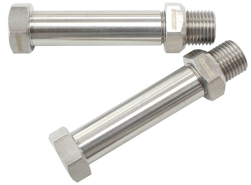 Aeroflow Performance 2-3/8" Long, Female M10 x 1.0 to -3AN Aeroflow Stainless Steel Through Frame Fitting AF285-02 SR