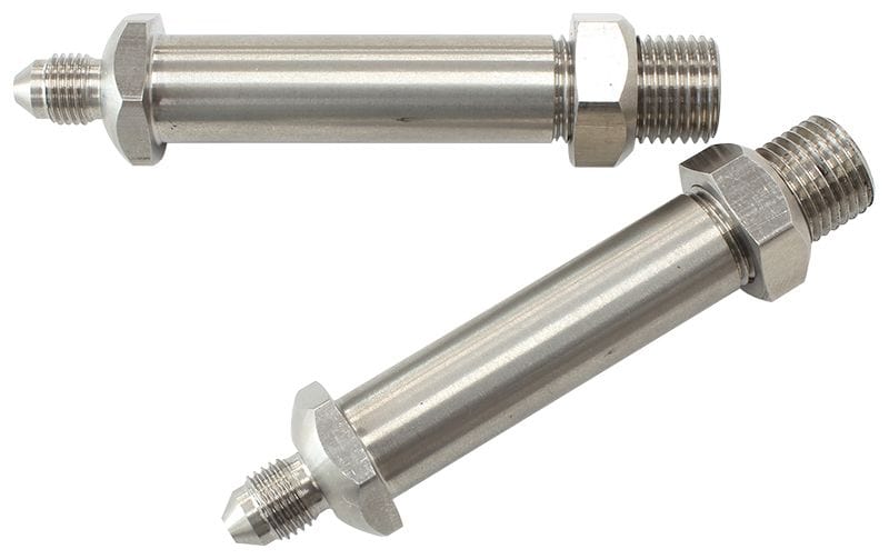 Aeroflow Performance 2-3/8" Long, Male 1/8" NPT to -3AN Aeroflow Stainless Steel Through Frame Fitting AF285-03 SR
