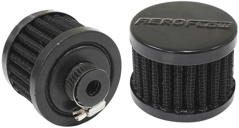 Aeroflow Performance 2" (50.8mm) O.D. x 1-1/2" (38mm) High, 3/8" (10mm) Flange Inside Diam Aeroflow Black Clamp On Breather AF2271-1320 SR