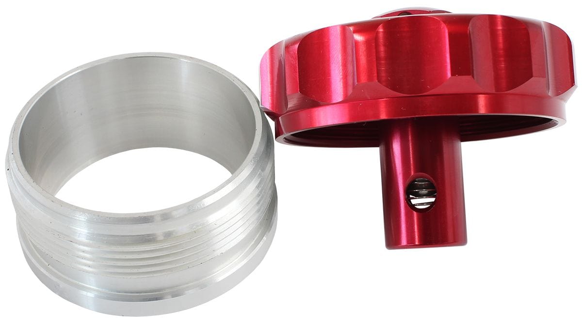 Aeroflow Performance 2" I.D Weld-On With Rollover Valve Cap Aeroflow Billet Aluminium Weld-On Filler Neck & Cap - Red AF460-32-RV-R SR