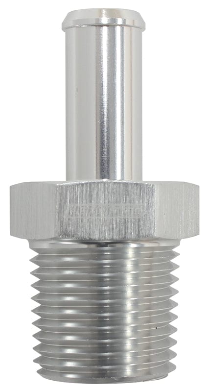 Aeroflow Performance 3/8" NPT to -6 100/450 series Hose, Silver Finish Aeroflow Male NPT to Straight AN Hose Barb AF841-06-06ANS SR