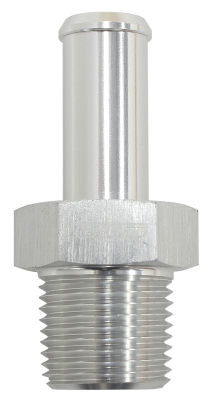 Aeroflow Performance 3/8" NPT to -8 100/450 series Hose, Silver Finish Aeroflow Male NPT to Straight AN Hose Barb AF841-08ANS SR