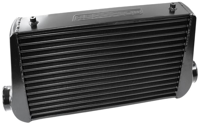 Aeroflow Performance 3" Slip On Inlet and Outlet with 2 M8x1.25mm Mounting Bosses Aeroflow 450x300x76mm Street Series Aluminium Intercooler, Black Finish AF90-1001BLK SR