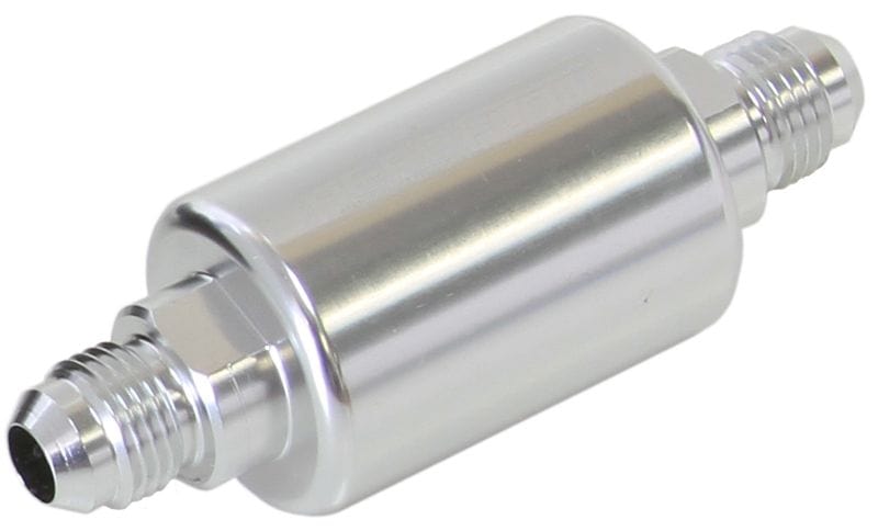 Aeroflow Performance 40 micron Stainless Steel element, 1.25" x 3" L, Silver Aeroflow Billet Fuel Filter -6AN AF66-2052S SR