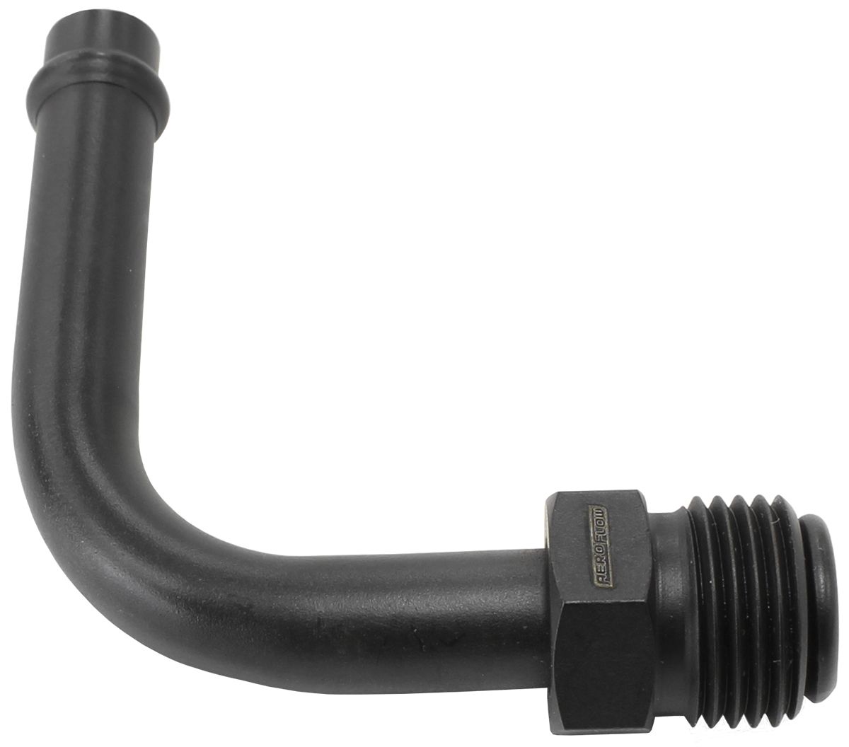 Aeroflow Performance 5/8" -20 Thread to 3/8" Barb Aeroflow 90° Holley / Stromberg Inlet Fitting - Black AF714-27BLK SR