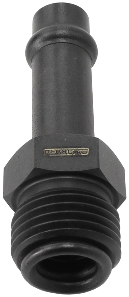 Aeroflow Performance 5/8" -20 Thread to 3/8" Barb Aeroflow Straight Holley / Stromberg Inlet Fitting - Black AF714-31BLK SR