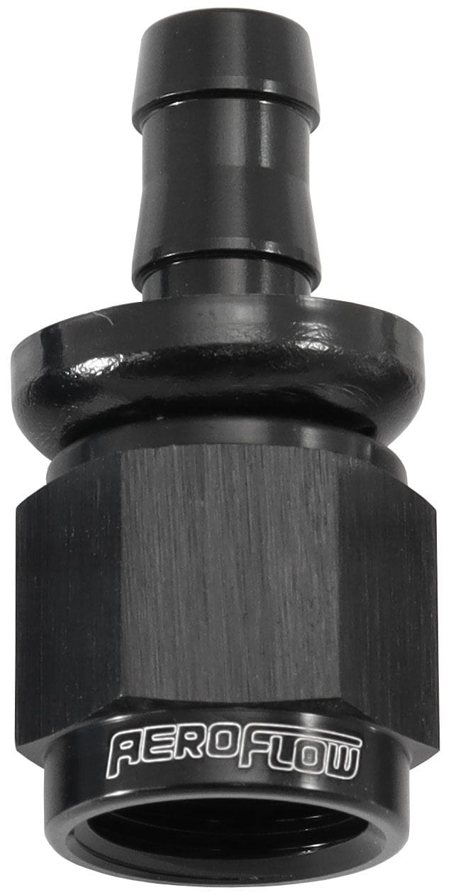 Aeroflow Performance 510 Series Full Flow Tight Radius Push Lock Straight Hose End -6AN To 5/16" (8mm) Barb Aeroflow 510 Series Full Flow Tight Radius Push Lock Straight Hose End -6AN To 5/16" (8mm SR