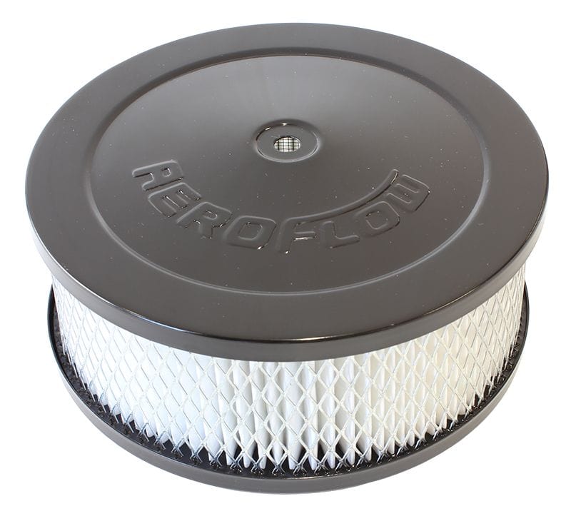 Aeroflow Performance 6-3/8" x 2-1/2", 5-1/8" neck, paper elemen t Aeroflow Black Air Filter Assembly AF2256-1331 SR