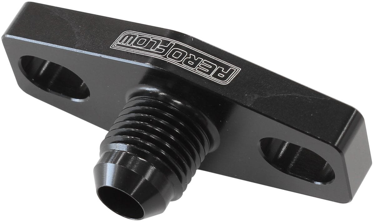 Aeroflow Performance -6AN, 38-44mm Hole Centres. Black Finish Aeroflow Turbo Oil Feed Adapter AF463-26 SR