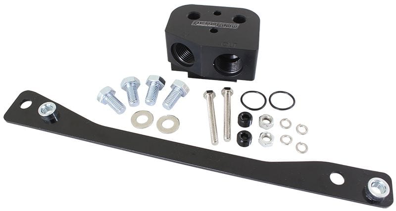 Aeroflow Performance -8 ORB Suit GM LS Series Engines Aeroflow Oil Cooler Adapter AF64-2114BLK SR