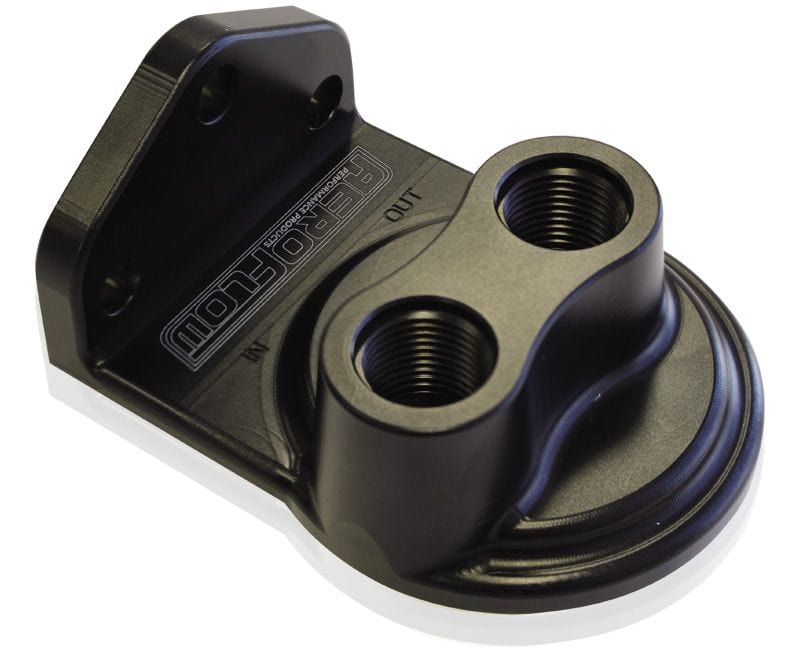 Aeroflow Performance -8 ORB Top entry, Black anodised finish, accepts filter with 3/4"-16 Aeroflow Billet Remote Oil Filter Head AF64-2075 SR