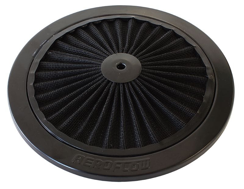 Aeroflow Performance 9" diameter, black washable cotton element Aeroflow Black Full Flow Air Filter Top Plate AF2251-0901 SR