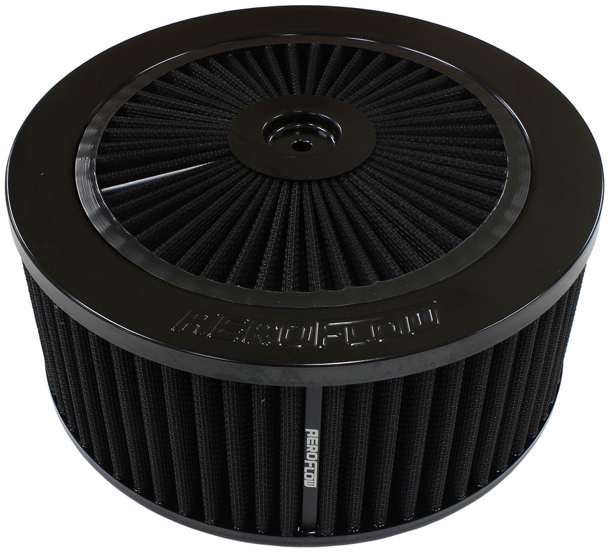 Aeroflow Performance 9" x 4", 7-5/16" neck,Flat Base with black washable cotton element Aeroflow Black Full Flow Air Filter Assembly AF2251-3154 SR