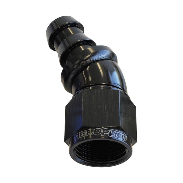 Aeroflow Performance Aeroflow 510 Series Full Flow Tight Radius Push Lock 30° Hose End AF517. Suits 400 & 500 Series Hose SR