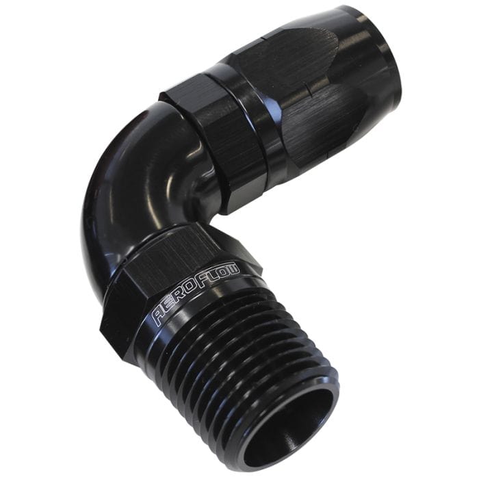 Aeroflow Performance Aeroflow 90° Male NPT Full Flow Swivel Hose End. AF528 Suits 100 & 450 Series Hose SR