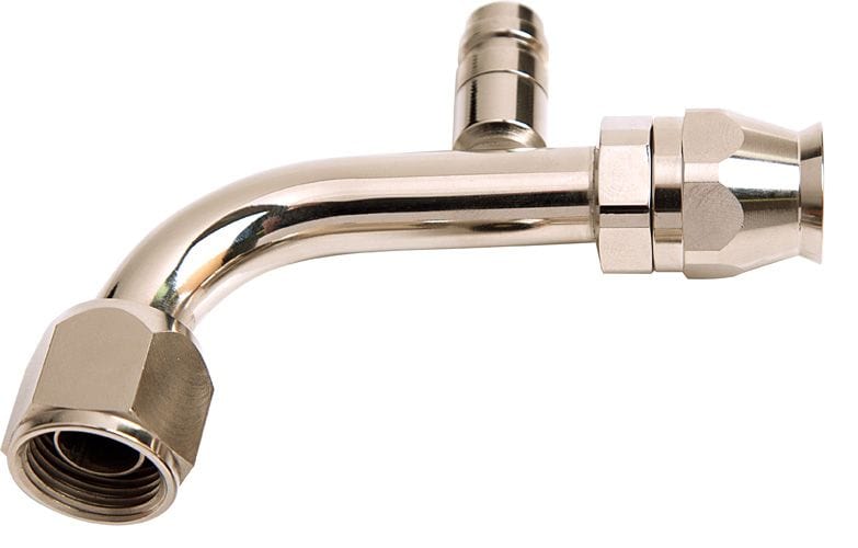 Aeroflow Performance Aeroflow A/C 90° Fitting #10 with Charge Port AFFCE-1090B SR