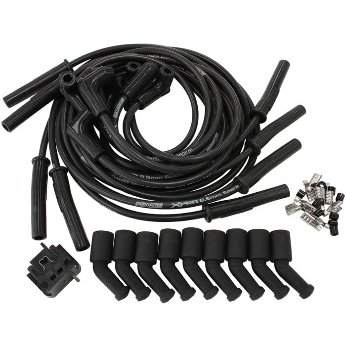 Aeroflow Performance Aeroflow AF4030-32073 Xpro Universal 8.5mm V8 Ignition Lead Set with 180° Spark Plug Boots - Black
Suit GM LS Series Engines With Coil Relocation SR