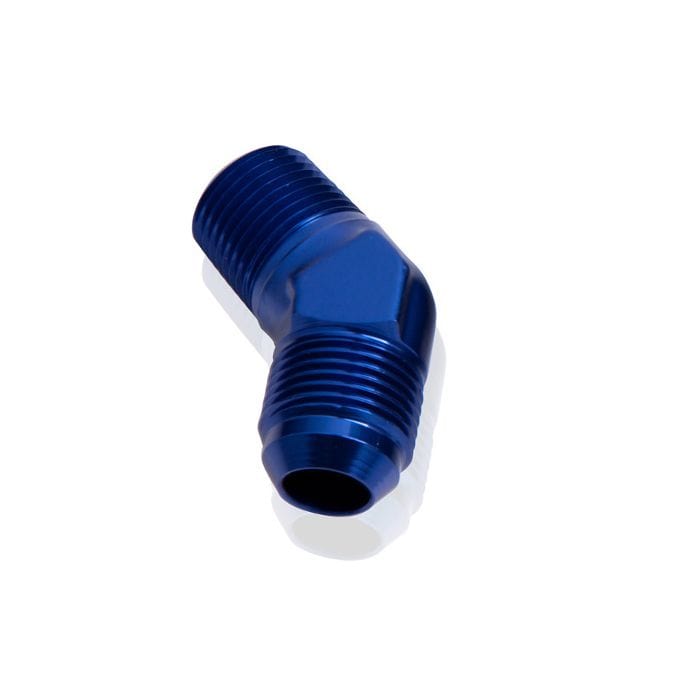 Aeroflow Performance Aeroflow Fittings 3/4NPT / 10AN / Blue 45° NPT to Male Flare Adapter AF823 SR