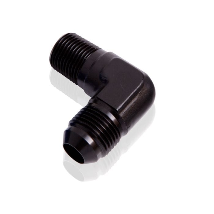Aeroflow Performance Aeroflow Fittings 3/4NPT / 16AN / Black 90° NPT to Male Flare Adapter AF822 SR