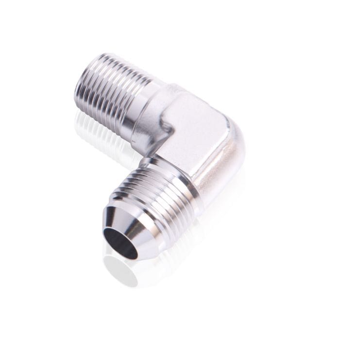 Aeroflow Performance Aeroflow Fittings 3/4NPT / 16AN / Silver 90° NPT to Male Flare Adapter AF822 SR