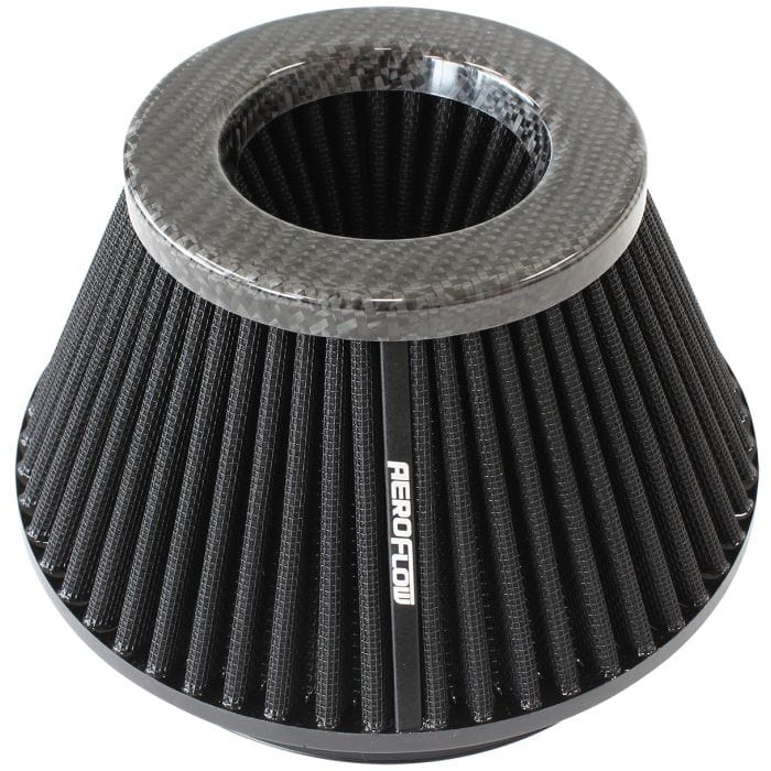 Aeroflow Performance Air Filters AF2911-1009 Universal 6" (153mm) Clamp-On Carbon Fibre Inverted Tapered Pod Filter
4" (102mm) High x 7.6" (193mm) Base O.D x 4.7" (119mm) Top O.D SR