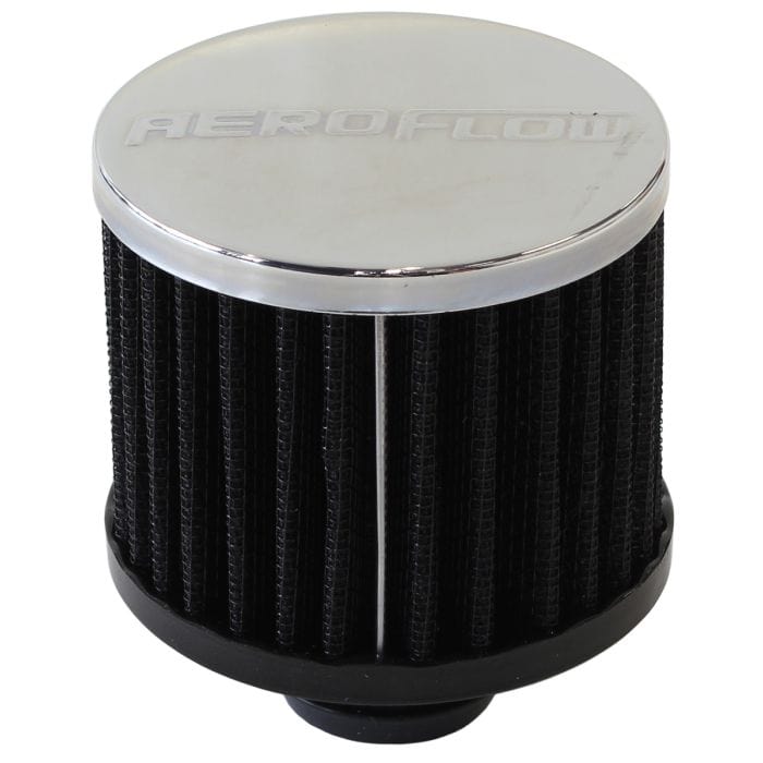 Aeroflow Performance Air Filters Chrome Clamp On Breather
3" (76.2mm) O.D. x 2-1/2" (63.5mm) High, 1-3/4" (44.45mm) Flange Inside Diameter SR