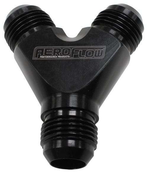 Aeroflow Performance Black Finish. 3 x -3AN Male Aeroflow Billet Y-Block AF930-03-03BLK SR