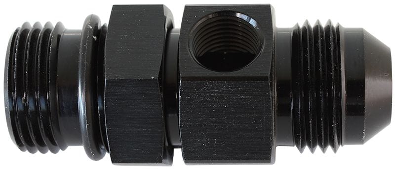 Aeroflow Performance Black Finish Aeroflow -10ORB to -10AN Extension with 1/8" Port AF904-10BLK SR