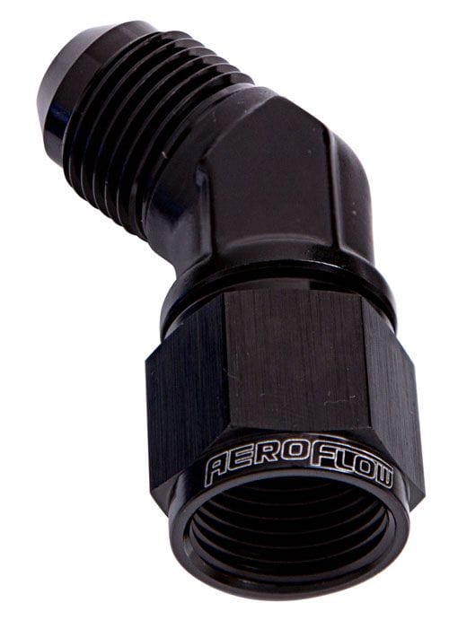 Aeroflow Performance Black Finish Aeroflow 45° Female/Male Flare Swivel -12AN AF142-12BLK SR