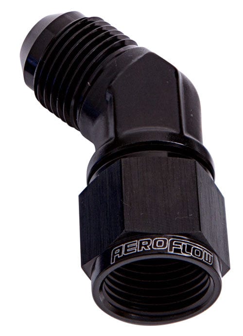 Aeroflow Performance Black Finish Aeroflow 45° Female/Male Flare Swivel -4AN AF142-04BLK SR