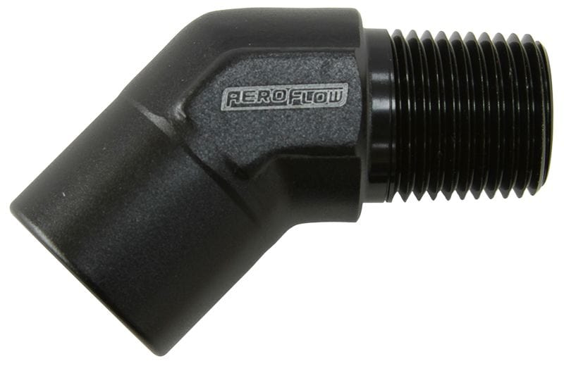 Aeroflow Performance Black Finish Aeroflow 45° NPT Female to Male NPT Fitting 1/4" AF915-04BLK SR