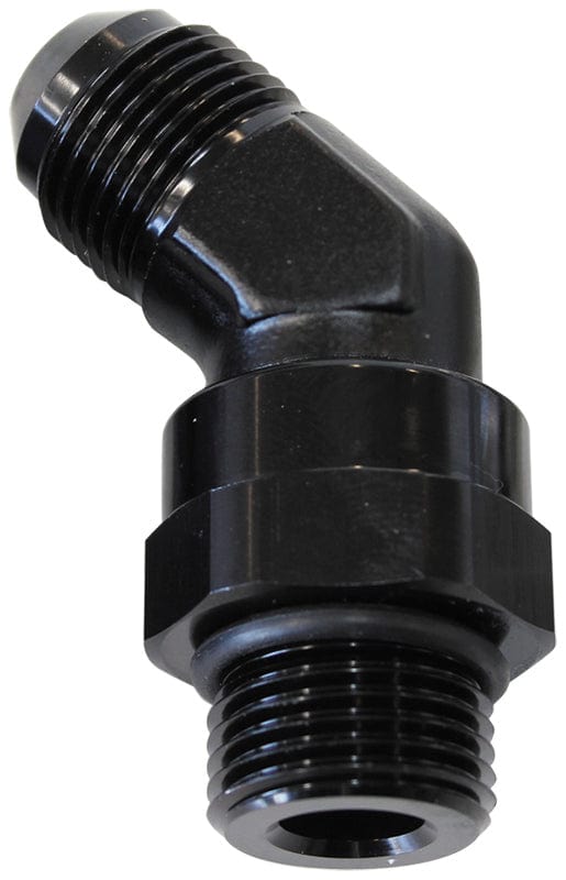 Aeroflow Performance Black Finish Aeroflow 45° ORB Swivel to Male Flare Adapter -10 to -8 AF945-08-10BLK SR