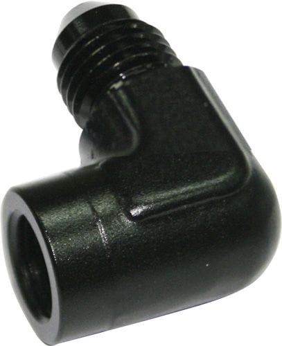 Aeroflow Performance Black Finish Aeroflow 90° Female NPT to Male AN Adapter 1/8" to -4AN AF373-04BLK SR
