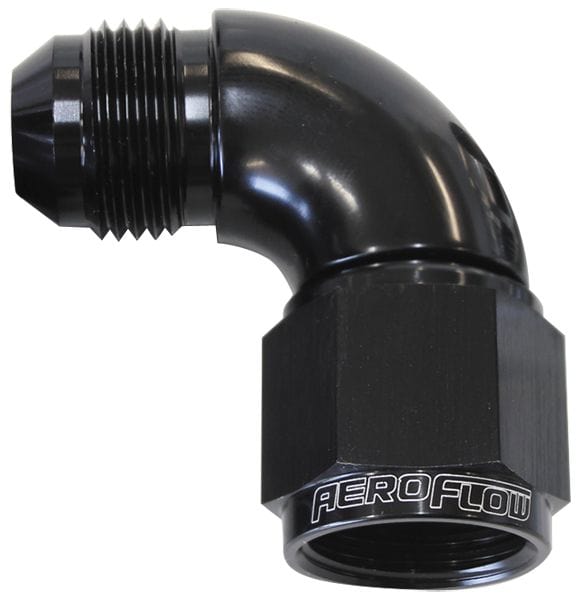 Aeroflow Performance Black Finish Aeroflow 90° Full Flow Female/Male Flare Swivel -6AN AF543-06BLK SR
