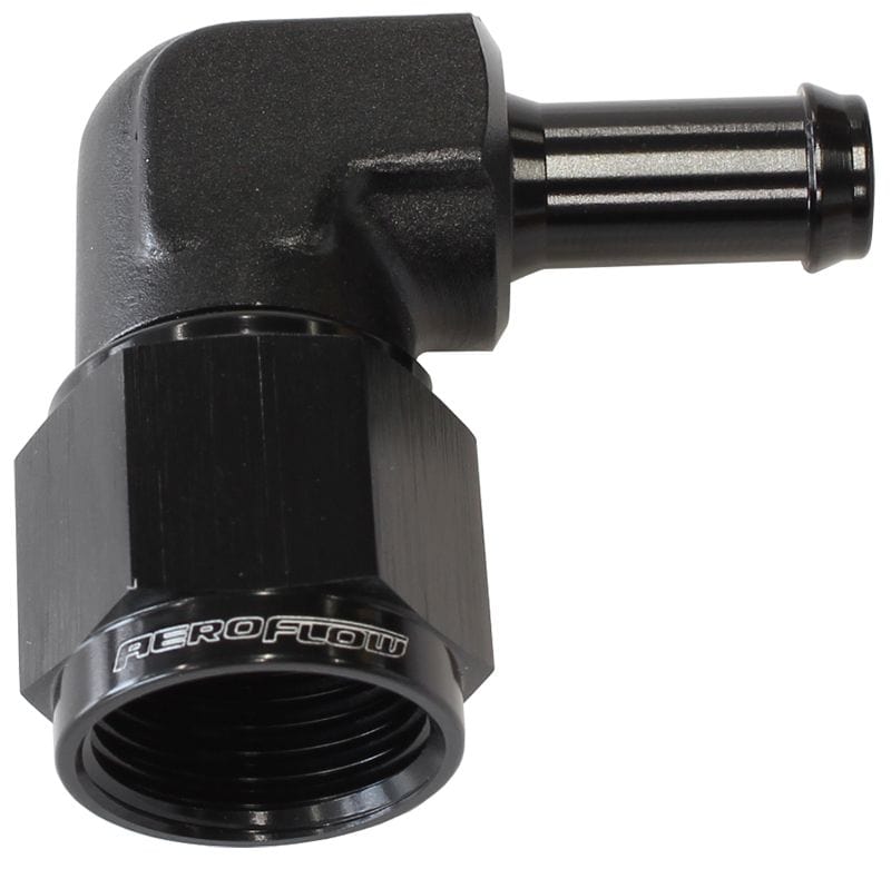 Aeroflow Performance Black Finish Aeroflow 90° Hose Barb 3/8" to -8AN AF413-08-06BLK SR