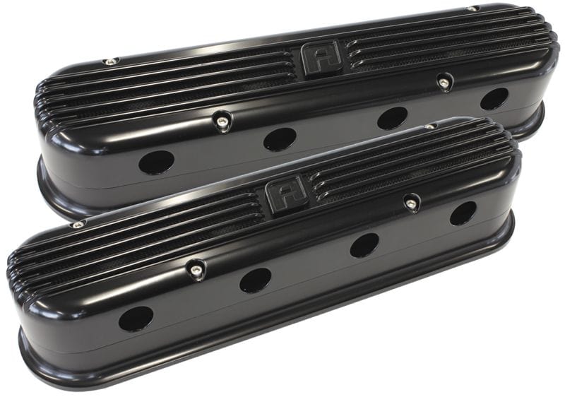 Aeroflow Performance Black Finish Aeroflow Billet Aluminium Retro 2-Piece LS Valve Covers AF64-4110BLK SR
