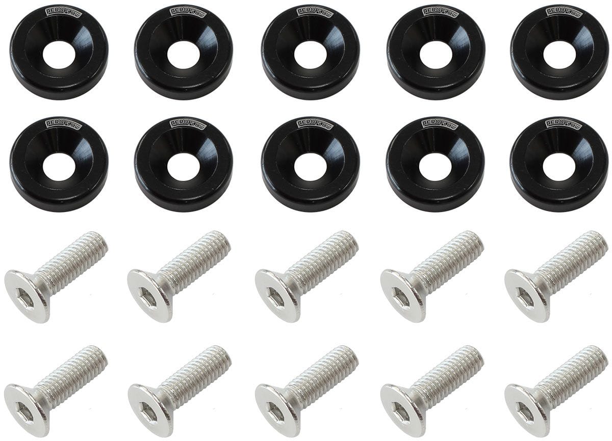 Aeroflow Performance Black Finish Aeroflow Billet Dress-Up/Fender Bolt Kit M8 x 1.25mm (20mm UHL) AF64-4374BLK SR