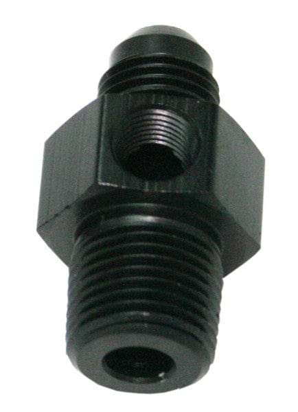 Aeroflow Performance Black Finish Aeroflow Male NPT to Adapter 1/8" to -4AN with 1/8" Port AF139-04-02BLK SR
