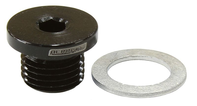 Aeroflow Performance Black Finish Aeroflow Metric Port Plug M12 x 1.25 AF814-M12-01BLK SR