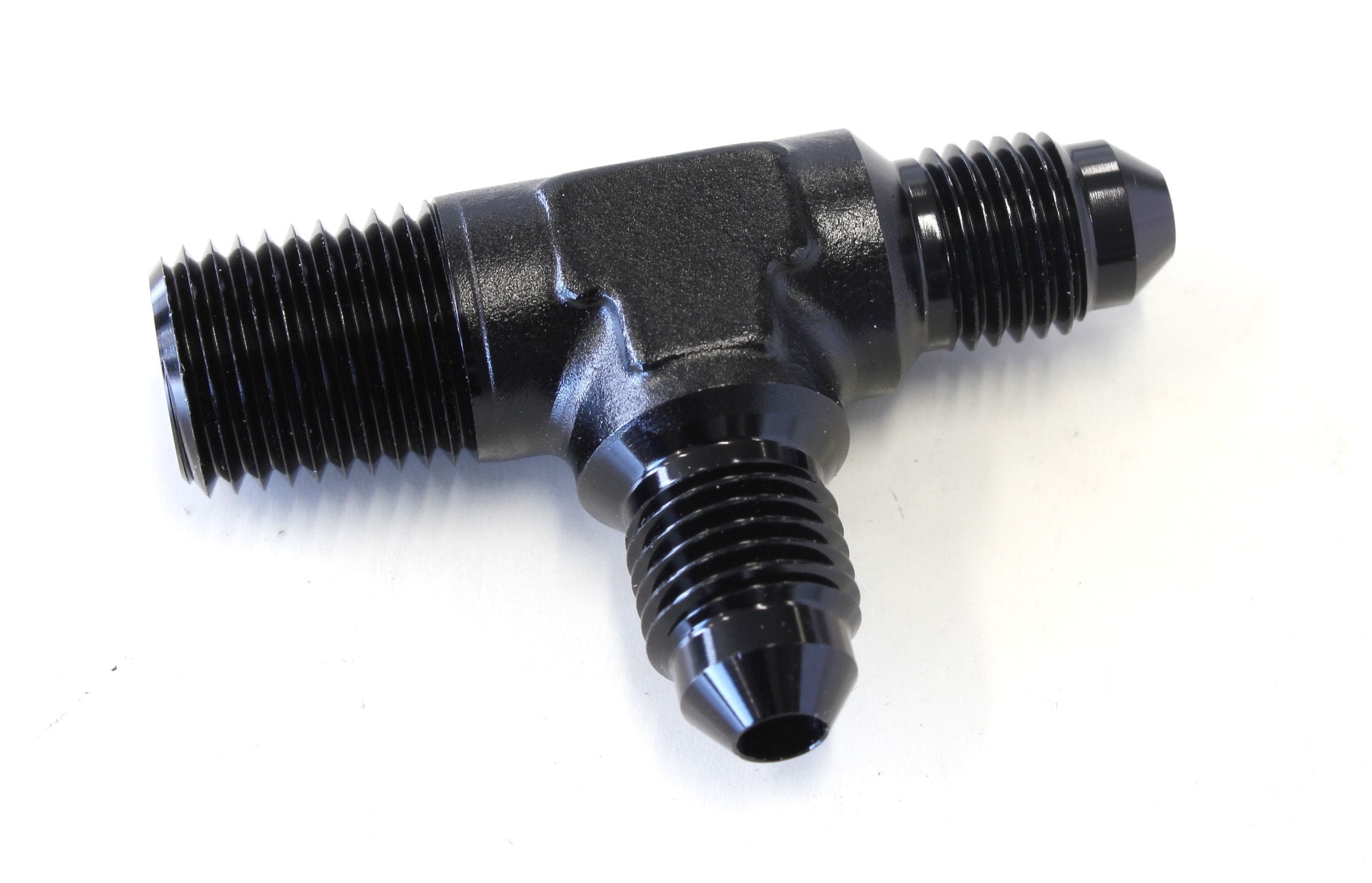 Aeroflow Performance Black Finish Aeroflow Tee with NPT On Run 1/4" to -4AN AF826-04-04BLK SR
